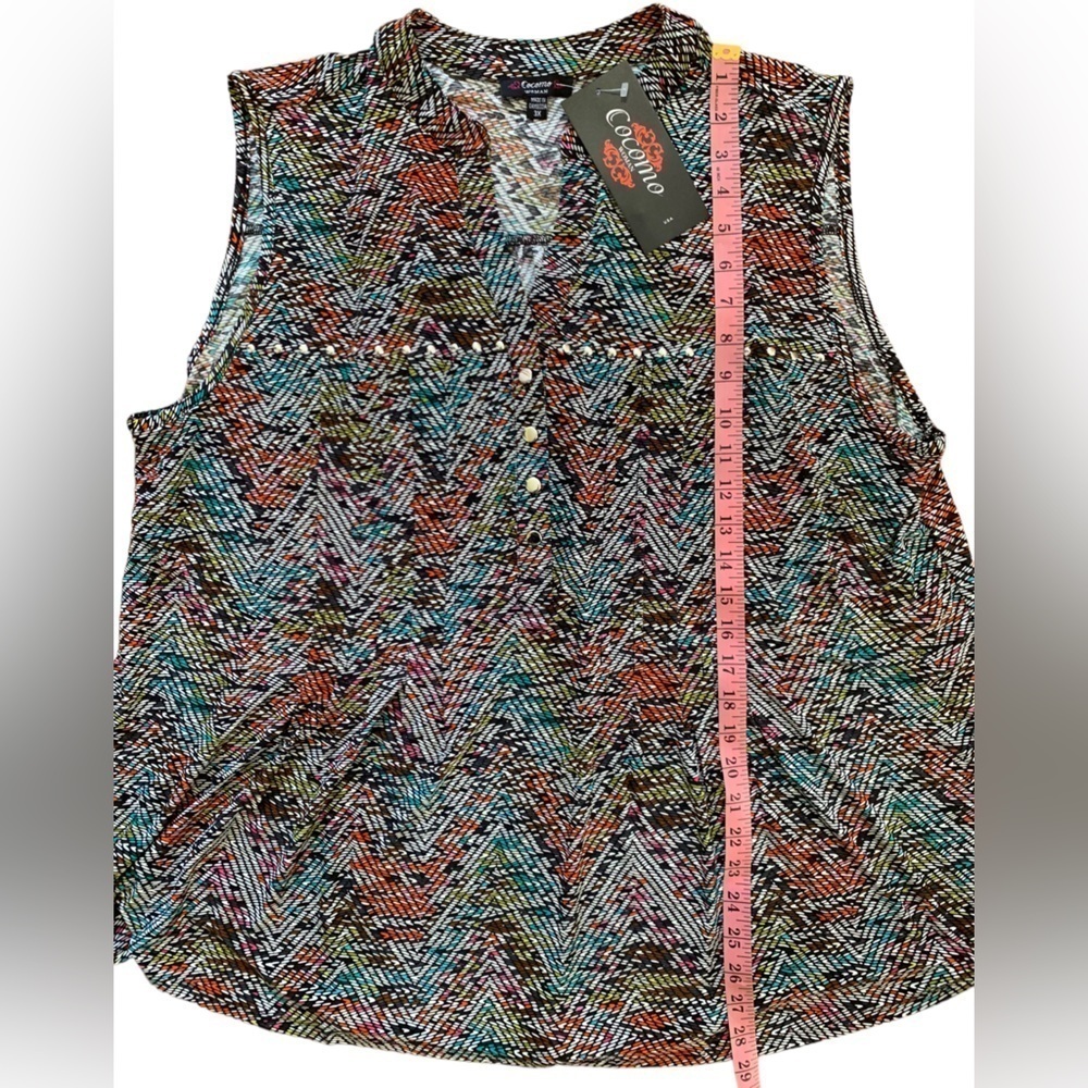 COCOMO 3X Plus size multicolored sleeveless women’s Blouse top shirt - Picture 9 of 13